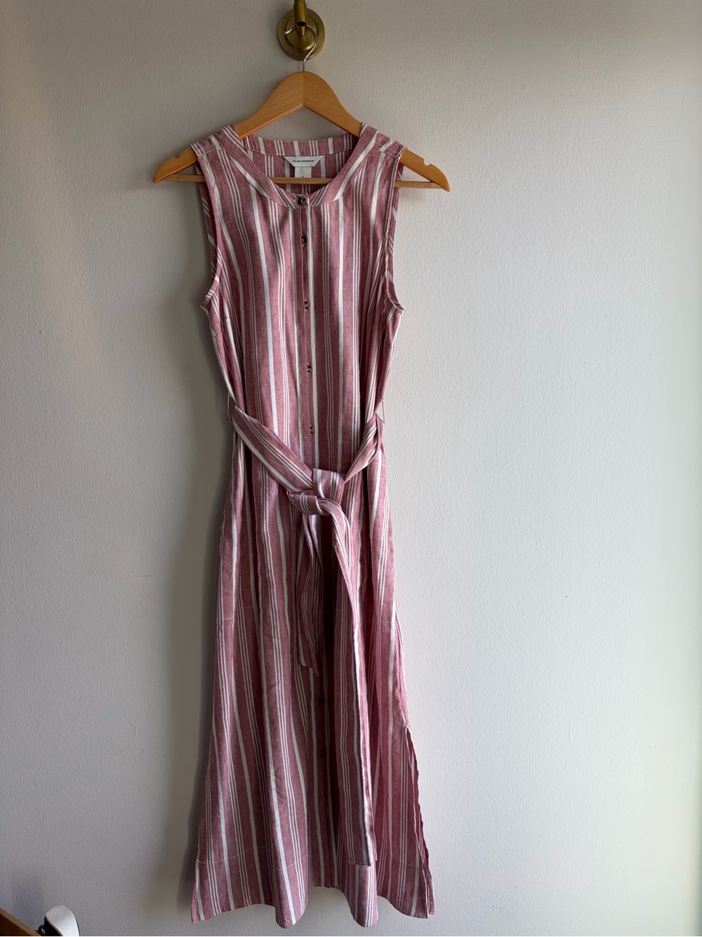 Club Monaco Pale Red and White Striped Maxi Dress